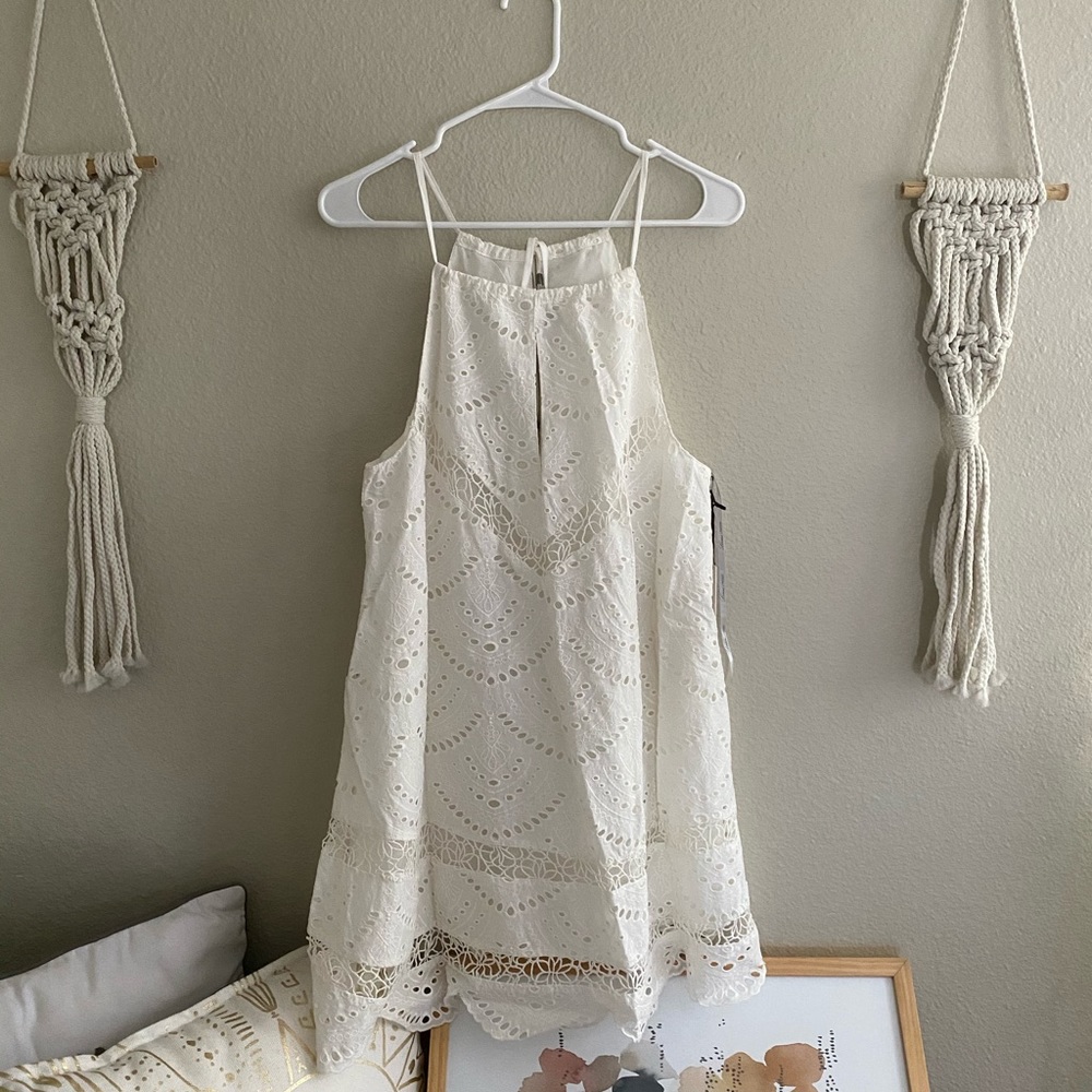 Lovers + Friends White Eyelet Keyhole Dress NWT